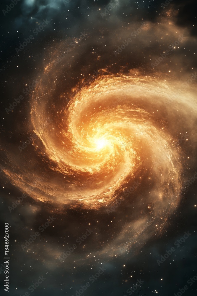 A mesmerizing spiral galaxy emitting fiery energy surrounded by a starry backdrop, showcasing the beauty and vastness of the universe.