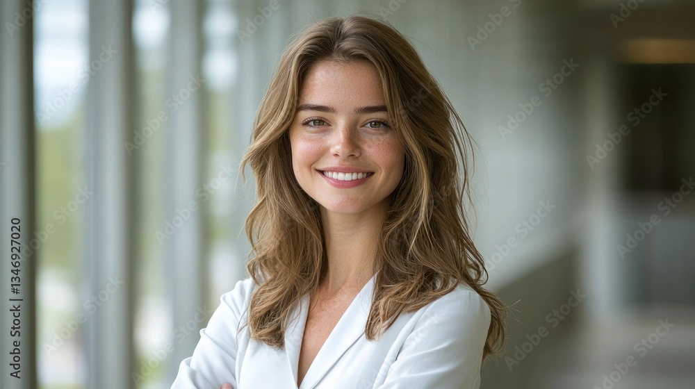 Confident young woman smiles Confident young woman smiles