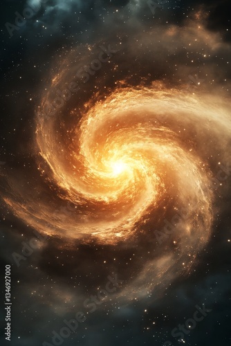 Obraz na płótnie A mesmerizing spiral galaxy emitting fiery energy surrounded by a starry backdrop, showcasing the beauty and vastness of the universe. w salonie