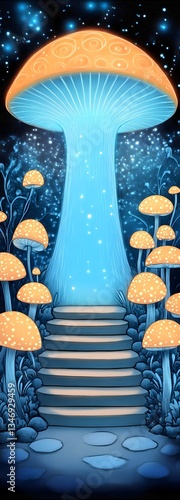 Obraz na płótnie A podium hidden within an enormous glowing mushroom forest. w salonie