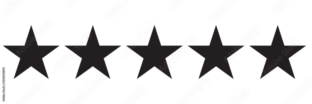 Five stars rating icon isolated on transparent background. Five stars rating icon isolated on transparent background.