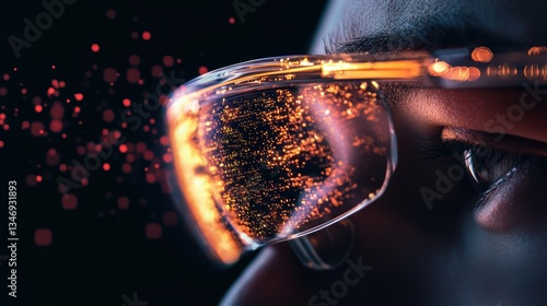 A scientist analyzing big data through augmented reality glasses.