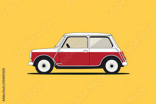 Iconic Mini Cooper: A stylized illustration showcases a classic Mini Cooper car against a vibrant background, evoking nostalgia and admiration for this beloved automobile icon.