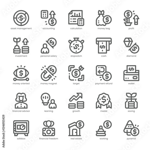 Personal Saving Icon pack for your website, mobile, presentation, and logo design. Personal Saving Icon outline design. Vector graphics illustration and editable stroke.