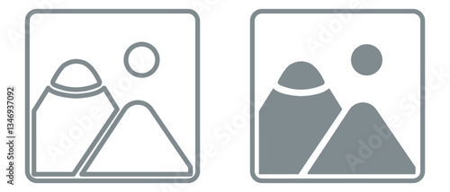 Flat picture placeholder symbol for the app, website, or user interface design. No found or available image in the gallery or album. No photo thumbnail graphic element. white background