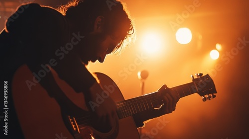 A musician presenting a new song to an excited audience.