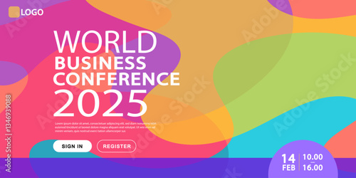 Banner to the online conference background. Colourful Paint Splash Abstract Background. pattern in full color rainbow spectrum colors. liquid shapes. Futuristic design posters. vector abstract.