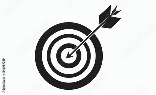 Target with arrow silhouette, bullseye vector icon illustration