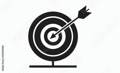 Target with arrow silhouette, bullseye vector icon illustration