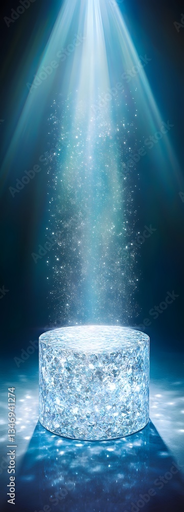 A podium built from pure diamonds, shimmering under intense light.
