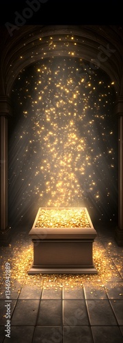 Obraz na płótnie A podium placed inside a hidden treasure vault, glowing with gold and jewels. w salonie