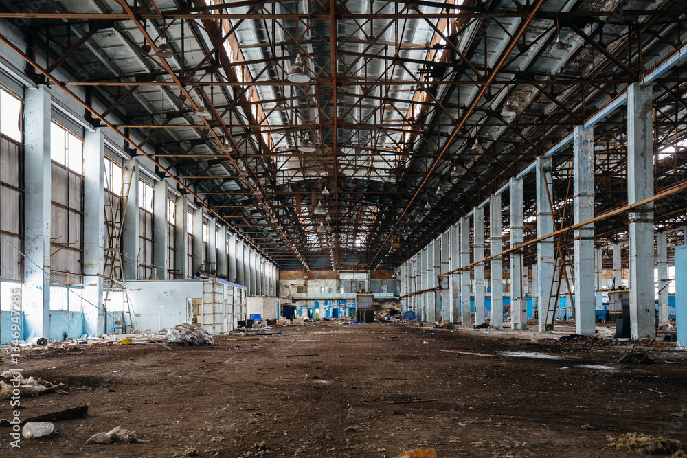 Large empty abandoned industrial hall Large empty abandoned industrial hall