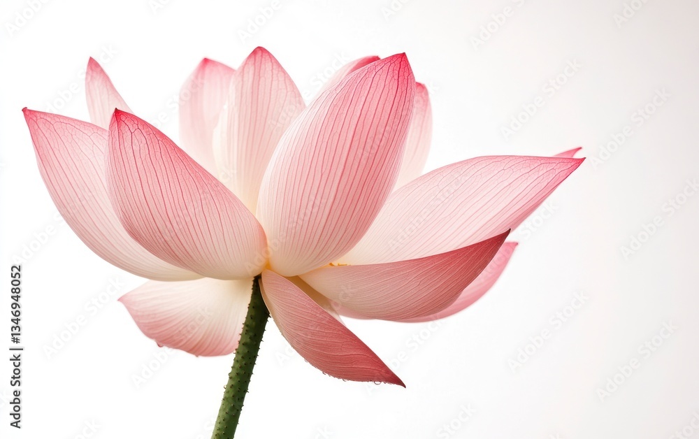 Obraz premium Blooming Lotus Flower with Pink Tipped Petals on White Background