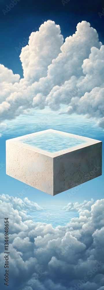 A podium suspended between dimensions, half in reality, half in a dreamworld.