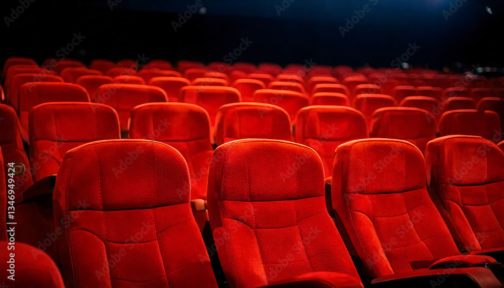 Fototapeta premium cinema auditorium with red chairs