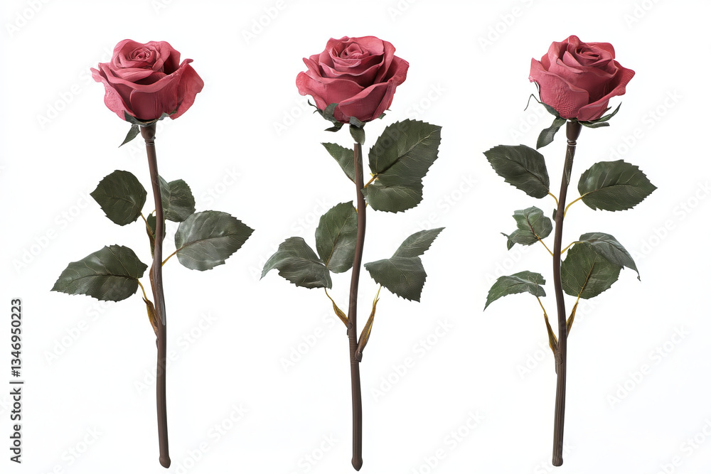 Naklejka premium three pink roses isolated on white background