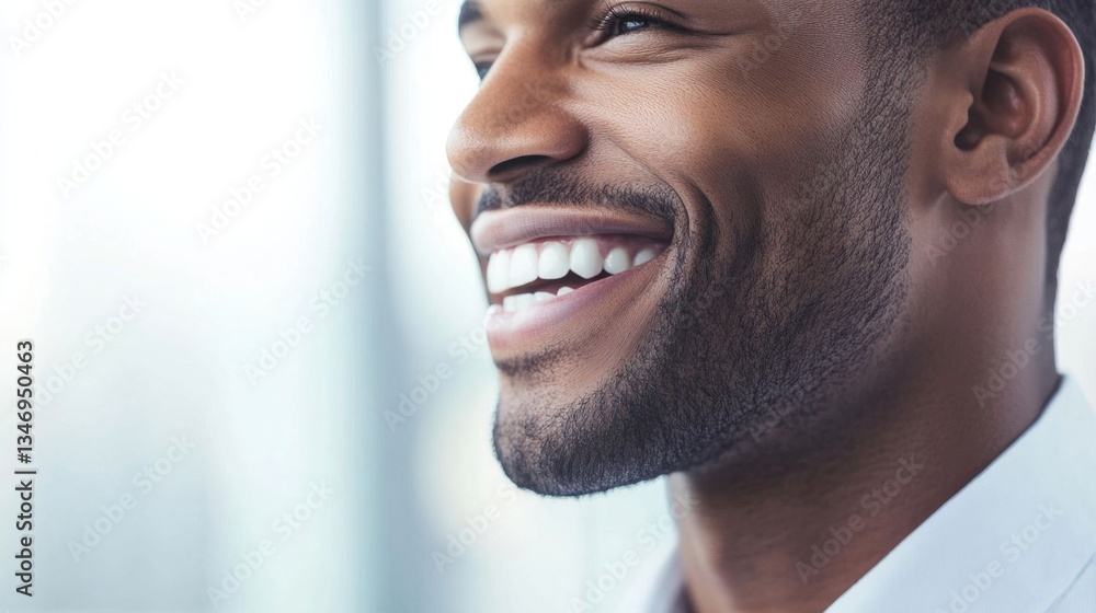 Obraz premium Confident businessman smiling in profile.