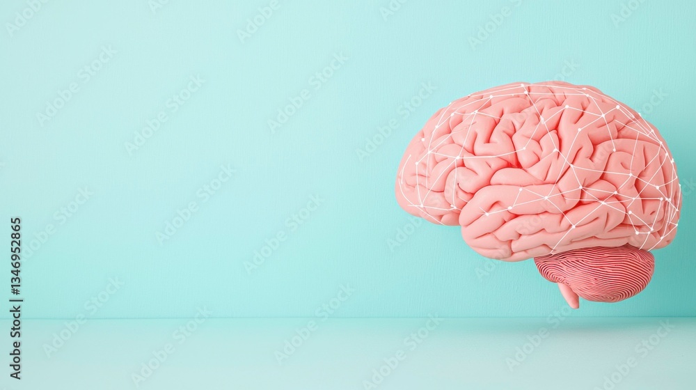 High-tech artificial intelligence concept illustrated by a 3D-rendered brain glowing with neural connections symbolizing the power of a digital mind , Minimalism Clean and clear background color, High-tech artificial intelligence concept illustrated by a 3D-rendered brain glowing with neural connections symbolizing the power of a digital mind , Minimalism Clean and clear background color,