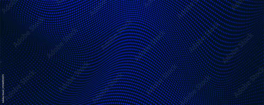 Fototapeta premium Dot blue wave light screen gradient texture background. Abstract technology big data digital background. 3d rendering.