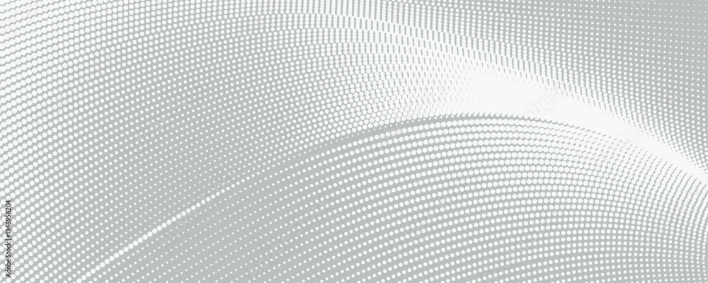 Naklejka premium Dot white gray wave light technology texture background. Abstract big data digital concept. 3d rendering.