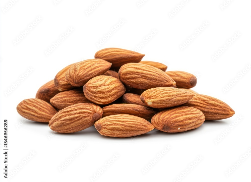 Pile of Raw Almonds Healthy Snack on White Background Studio Shot Pile of Raw Almonds Healthy Snack on White Background Studio Shot