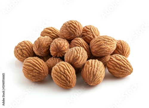Pile of Dried Myrobalan Fruits Isolated on White Background Studio Shot