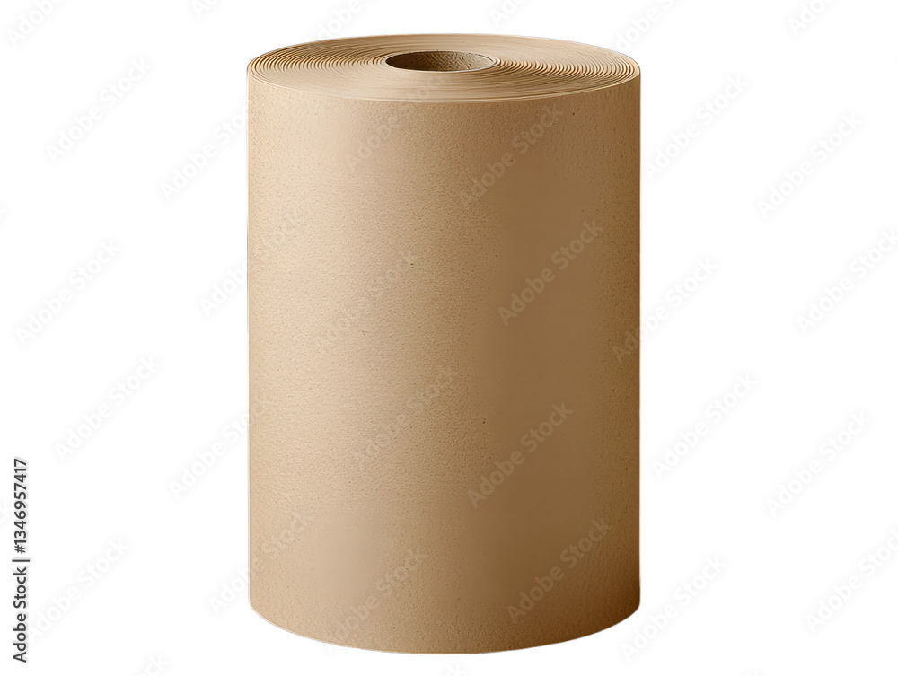 A large roll of brown kraft paper stands upright, showcasing its smooth texture and natural color. This versatile material is ideal for various arts and crafts activities or wrapping purposes A large roll of brown kraft paper stands upright, showcasing its smooth texture and natural color. This versatile material is ideal for various arts and crafts activities or wrapping purposes
