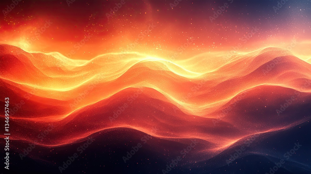 Obraz premium Fiery waves, abstract energy, cosmic background, design element