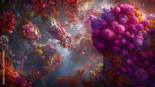 Stunning Abstract Landscape with Colorful Flora and Dreamlike Atmosphere