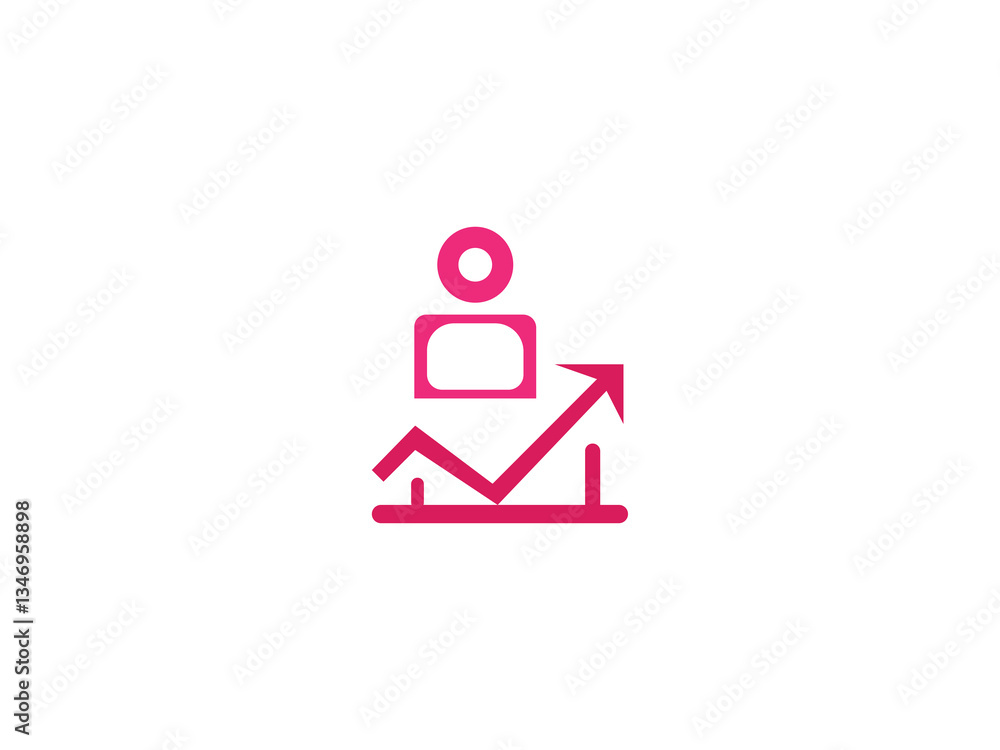 Person icon with upward trending graph, symbolizing growth, success, , finance, and career-related projects. Person icon with upward trending graph, symbolizing growth, success, , finance, and career-related projects.