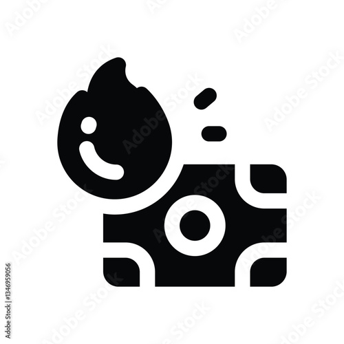 money burn glyph icon. Strong and solid vector icon for websites, mobile interfaces, presentations, and visual branding. High quality and easy to edit.