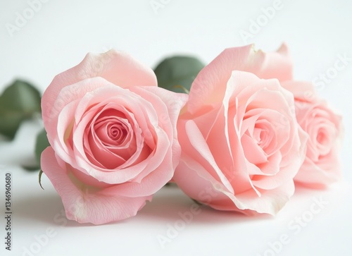 Wallpaper Mural Soft Pink Roses on a White Background Creating Gentle Romantic Mood Torontodigital.ca