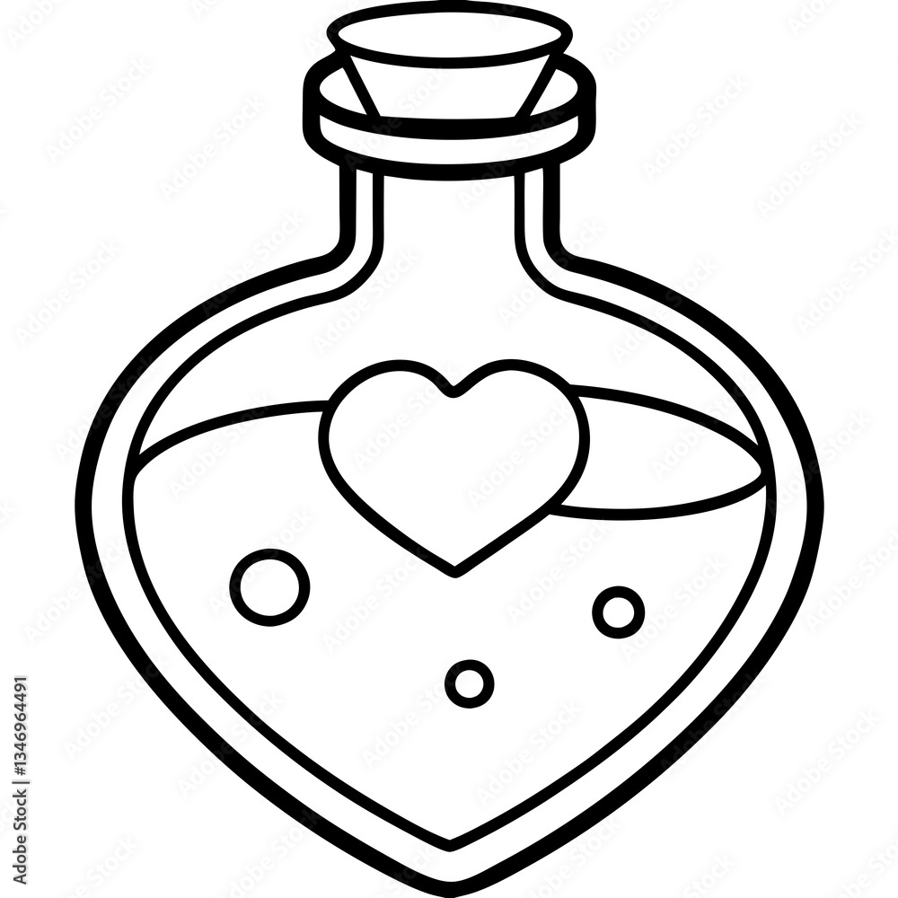 Obraz premium Charming Potion Bottle Line Illustration