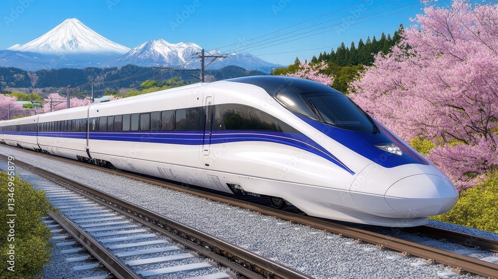 Naklejka premium Train in motion on the railway with blur effect showing speed and movement on the track