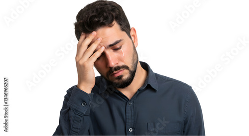 young man covering his ears with his hands