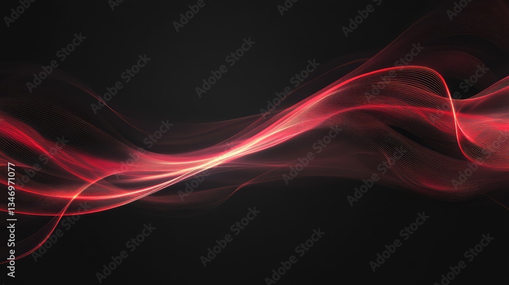 Obraz premium Abstract flowing red waves on a black background, creating a dynamic and modern visual effect suitable for design