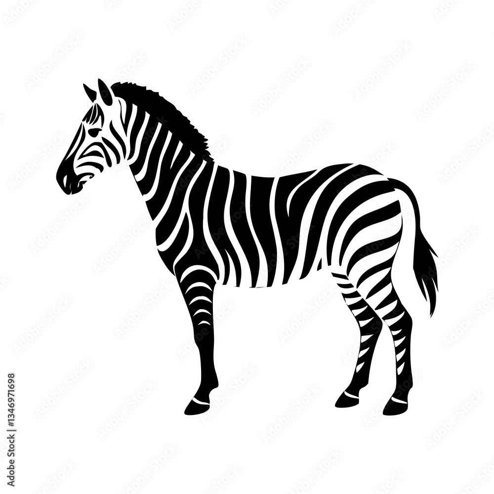 Obraz premium vector illustration of black zebra icon in white backgrourd