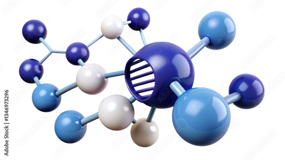 Obraz premium DNA Structure Molecular structure illustration with colorful atoms and bonds.