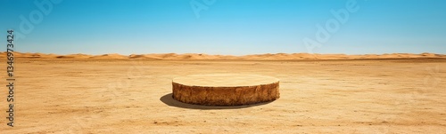 Obraz na płótnie A sand-carved podium in the middle of an endless golden desert. w salonie