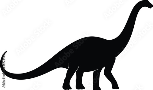 Brachiosaurus silhouette vector, Dinosaur black silhouette vector illustration