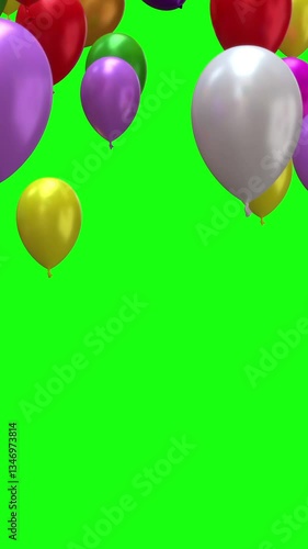 Multi colored helium Ballon,flying from Bottom to Top ,Vertical , Option B