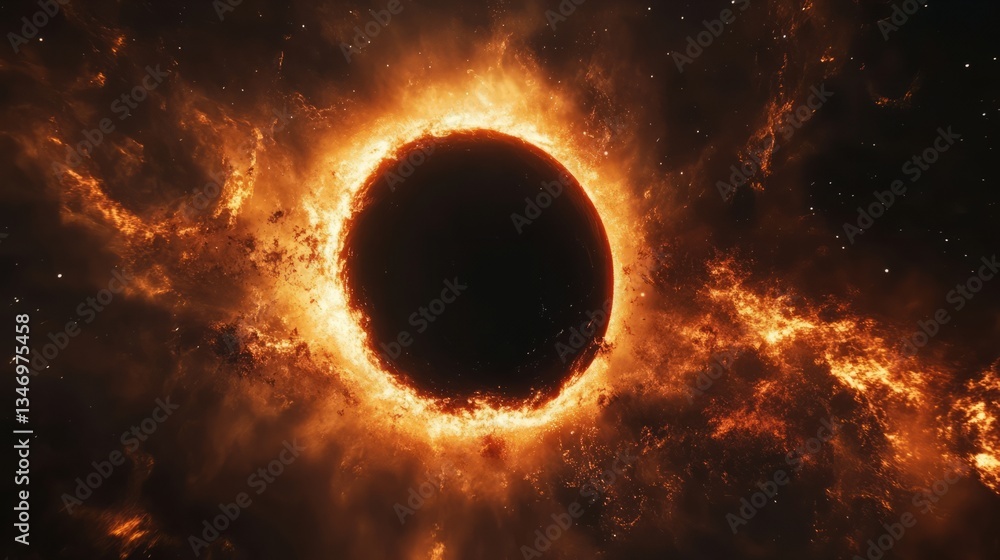 Fototapeta premium A black hole tearing apart a nearby star, with intense flares of light being emitted 