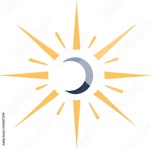 Celestial Sun and Moon with Radiant Light