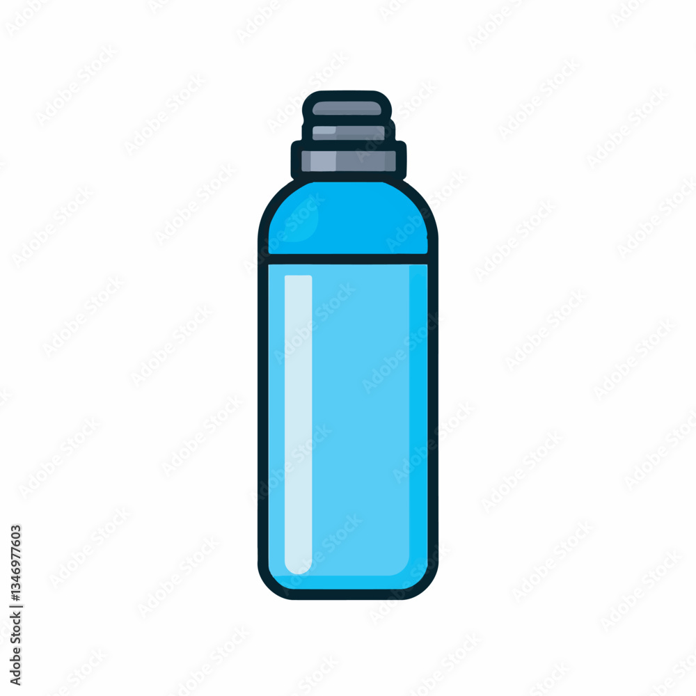 Vector illustration of a sleek blue water bottle with a modern design for daily hydration. Vector illustration of a sleek blue water bottle with a modern design for daily hydration.