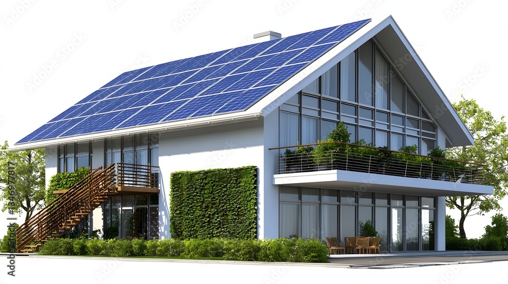 custom made wallpaper toronto digitalModern Sustainable House with Solar Panels and Green Landscaping in Urban Environment