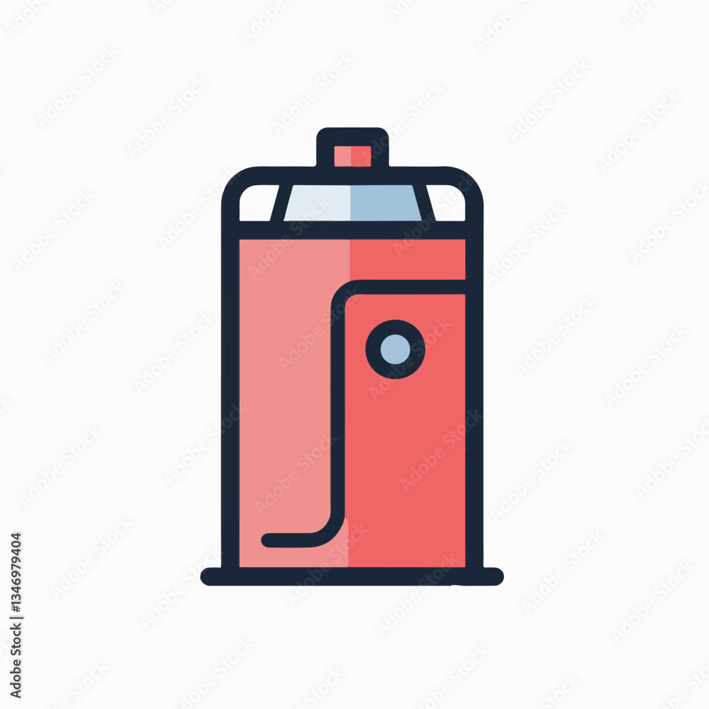 Red spray paint can icon with a nozzle and button in a flat design style. Red spray paint can icon with a nozzle and button in a flat design style.