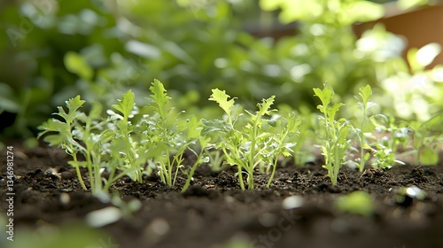 Wallpaper Mural Lush Green Seedlings Growing Evenly in Fertile Soil under Natural Light in a Garden Torontodigital.ca