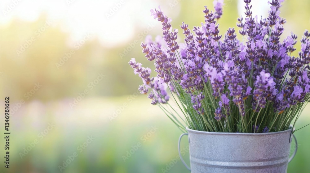 Fototapeta premium Rustic lavender bouquet in bucket