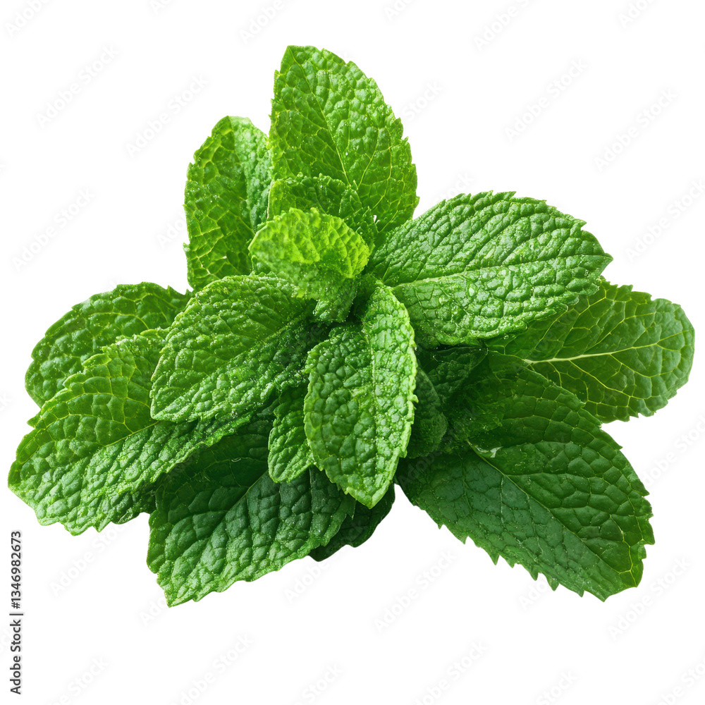 Fresh Mint Leaves on Black Background with Transparent Background Fresh Mint Leaves on Black Background with Transparent Background