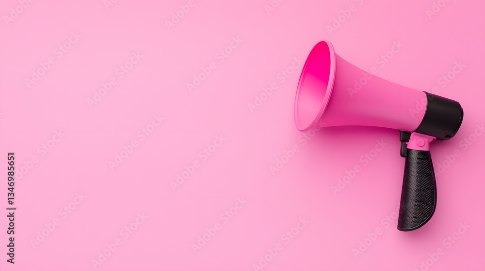 Pink Megaphone on a Solid Pink Background for Communication and Announcement Purposes Pink Megaphone on a Solid Pink Background for Communication and Announcement Purposes